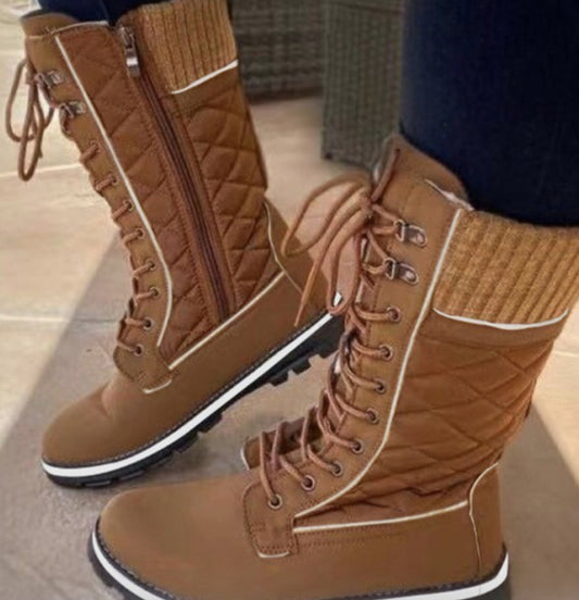 Lace up Side Zipper Boots