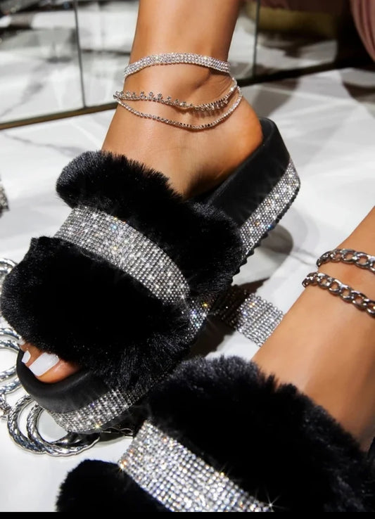 Faux Bling Slippers