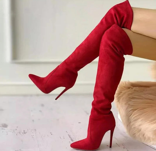 Red Over Knee Boots