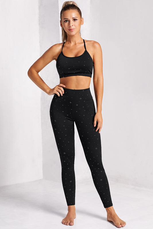 Star Print Sports Bra and Leggings Set - Get-In-Style-Boutique