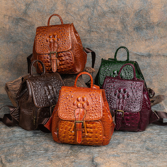 Retro Embossed Hand-rub Leather Backpack