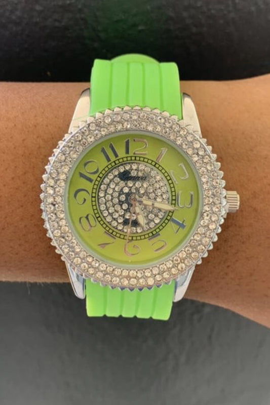 Green Rhinestone Watch