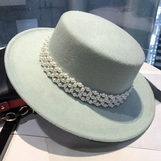 Mint Pearl Lady Fedora Hat