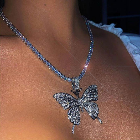 Crystal Pave Butterfly Pendant