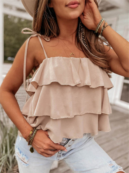 Women's Solid Color Solid Color Ruffled Camisole Top