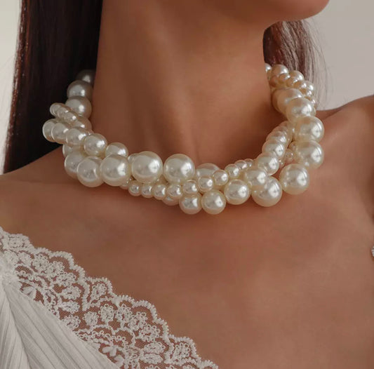 Multilayer Pearl Choker Necklace